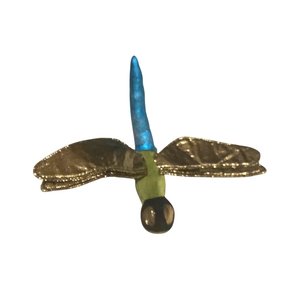 Metallic Dragonfly‎ Finger Puppet Plush Toy Blue Tail & Golden Wings 7" Length